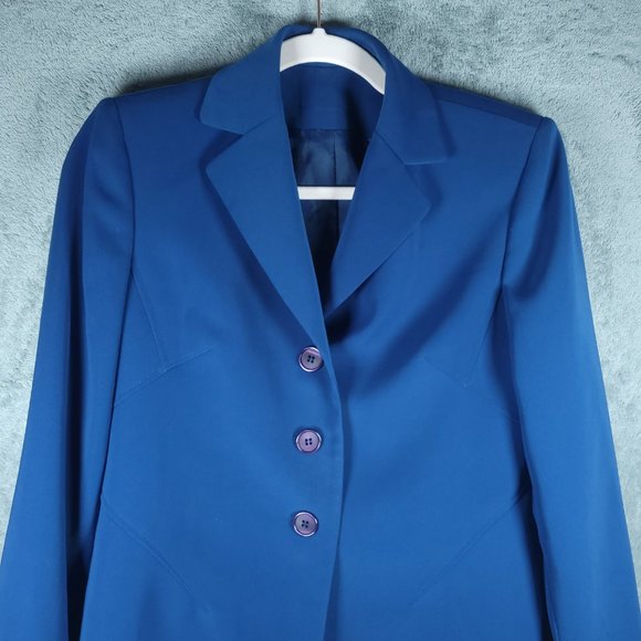 Kasper Petite Blazer Jacket Women's PS Polyester Blend Blue 3 Buttons - Picture 3 of 15